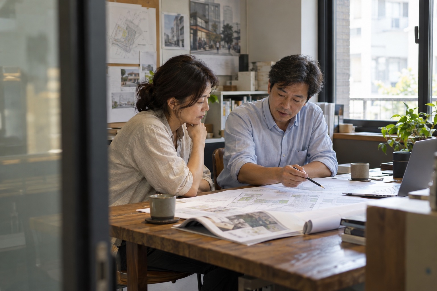 顧問與地主討論基地資料